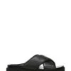 Vionic Black Tumbled Leather Vesta Slides