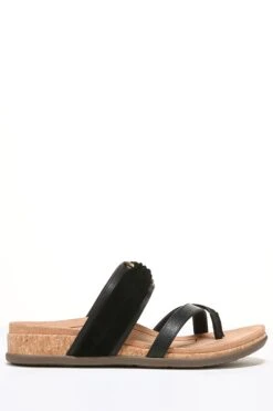 Vionic Black Leather Suede Landyn Sandals