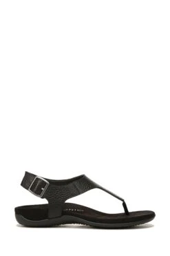 Vionic Terra Black Tumbled Leather Sandals