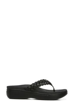 Vionic Kenji Thong Black Wedge Sandals