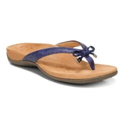 Vionic Women's Bella Toe Post Sandal Blue Ribbon Embossed
