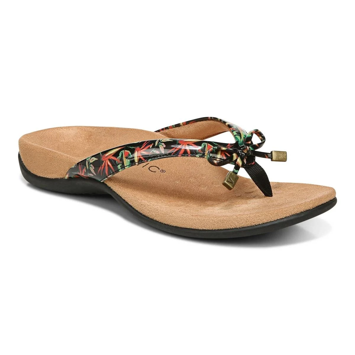 Vionic Women's Bella Toe Post Sandals Black Tropical - Image 2