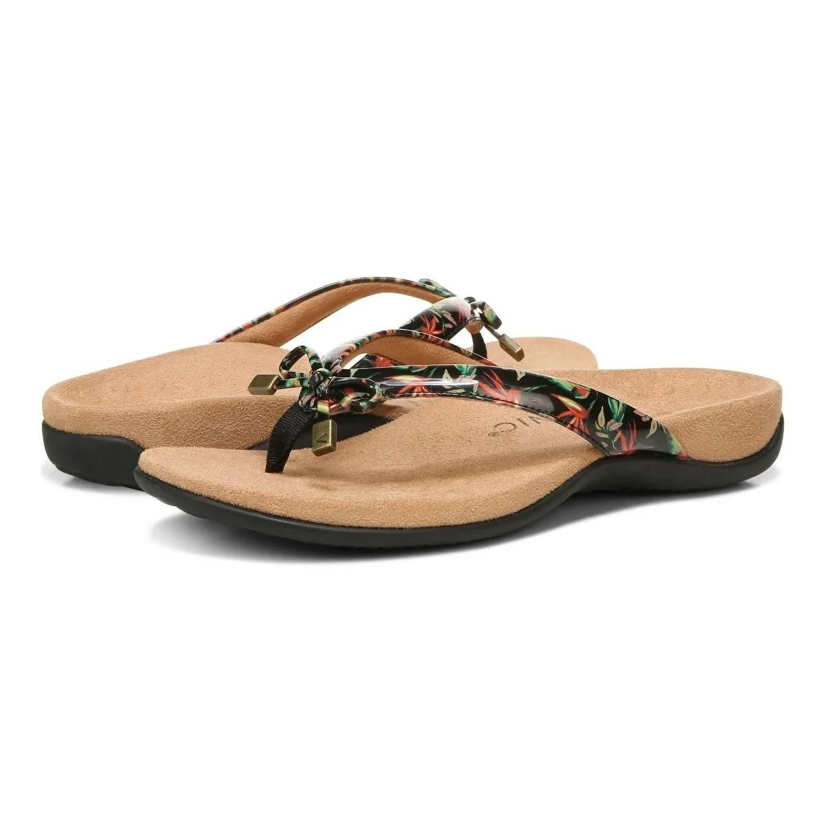Vionic Women's Bella Toe Post Sandals Black Tropical - Image 4