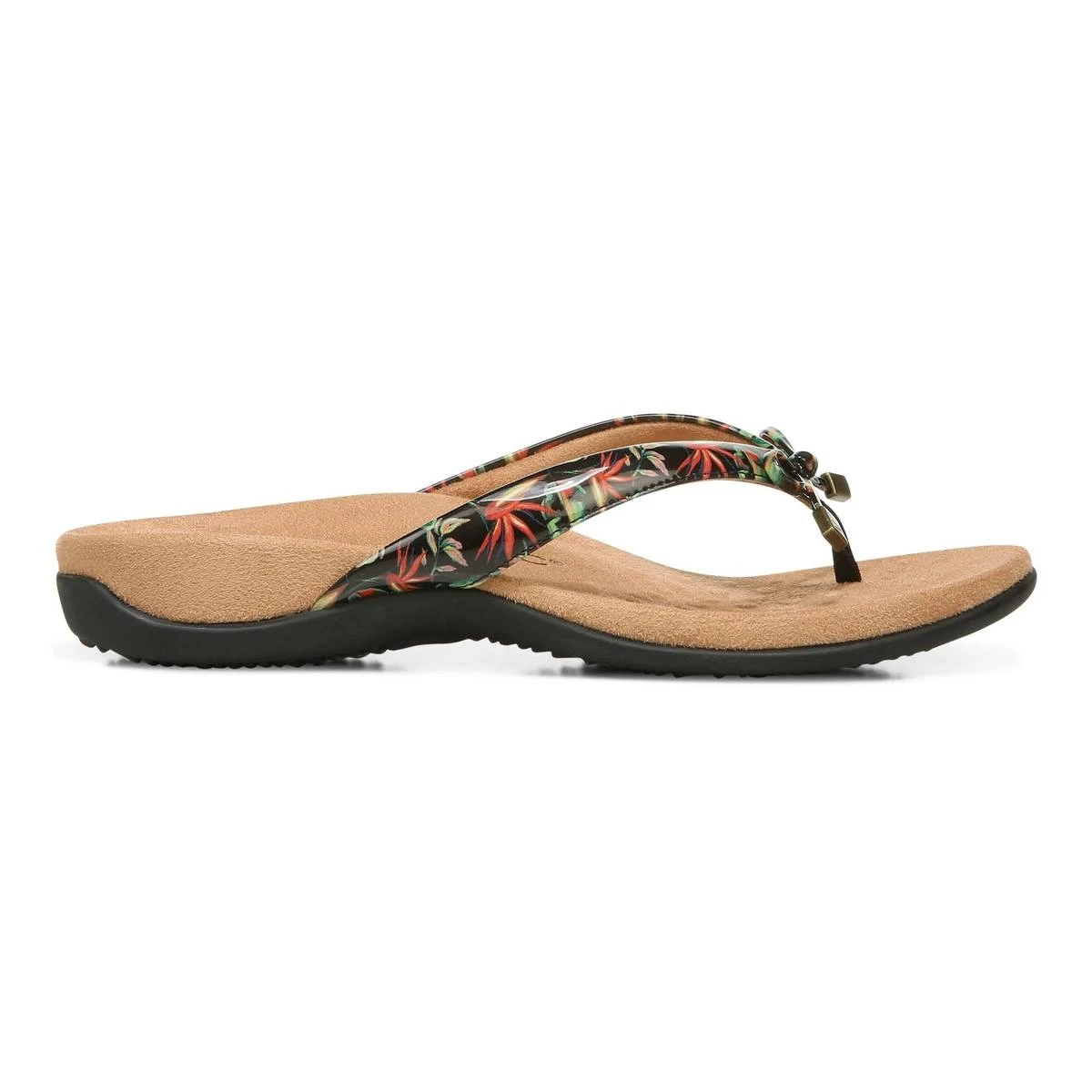 Vionic Women's Bella Toe Post Sandals Black Tropical - Image 9